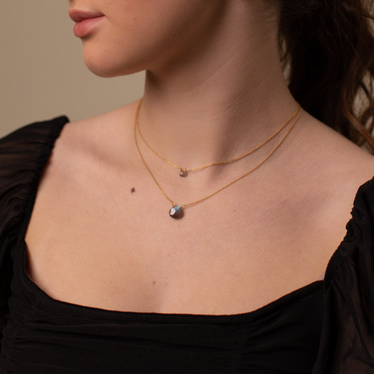 Colar Gota Labradorite