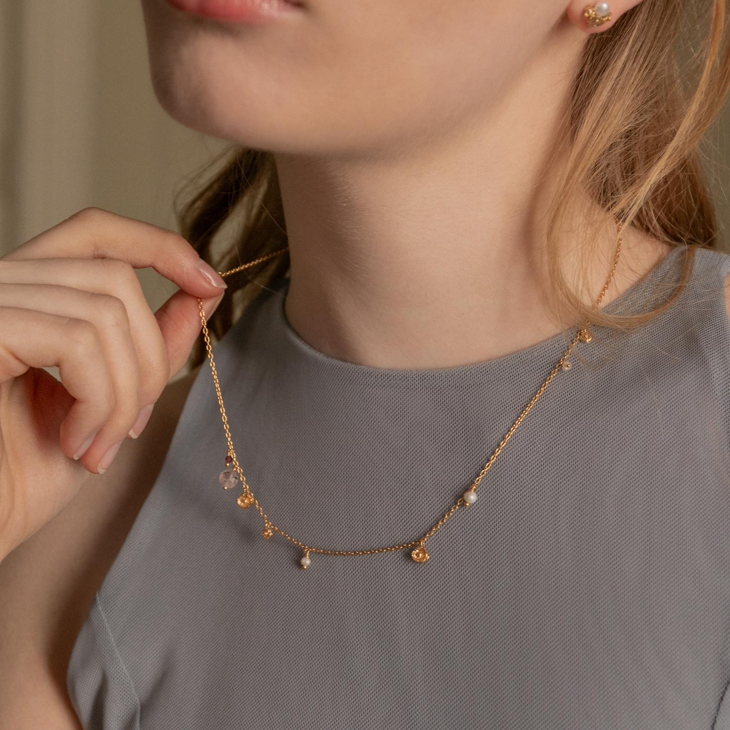 Pink Myosotis Necklace