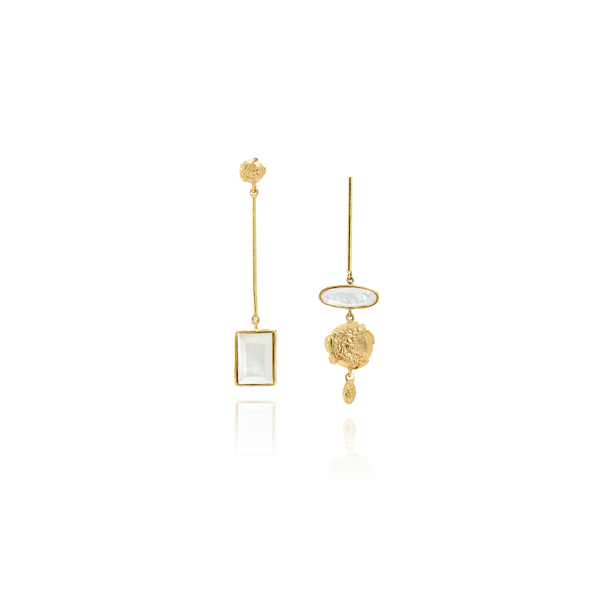 Asymmetric Long Orange Blossom Earrings