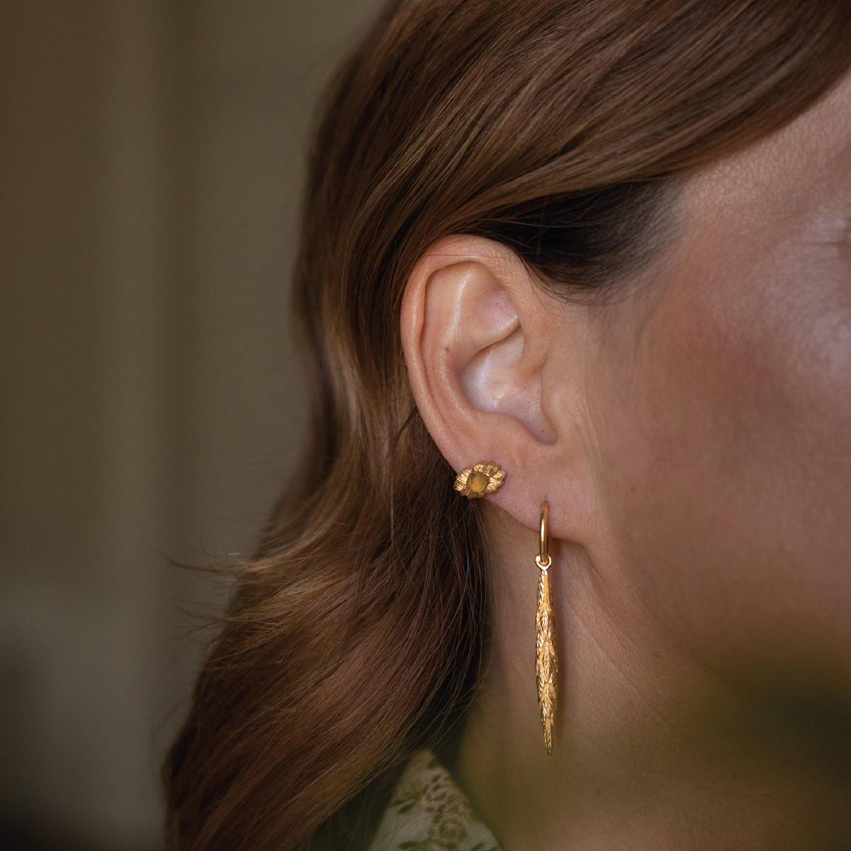 Bromelia Hoops with Long Pendant