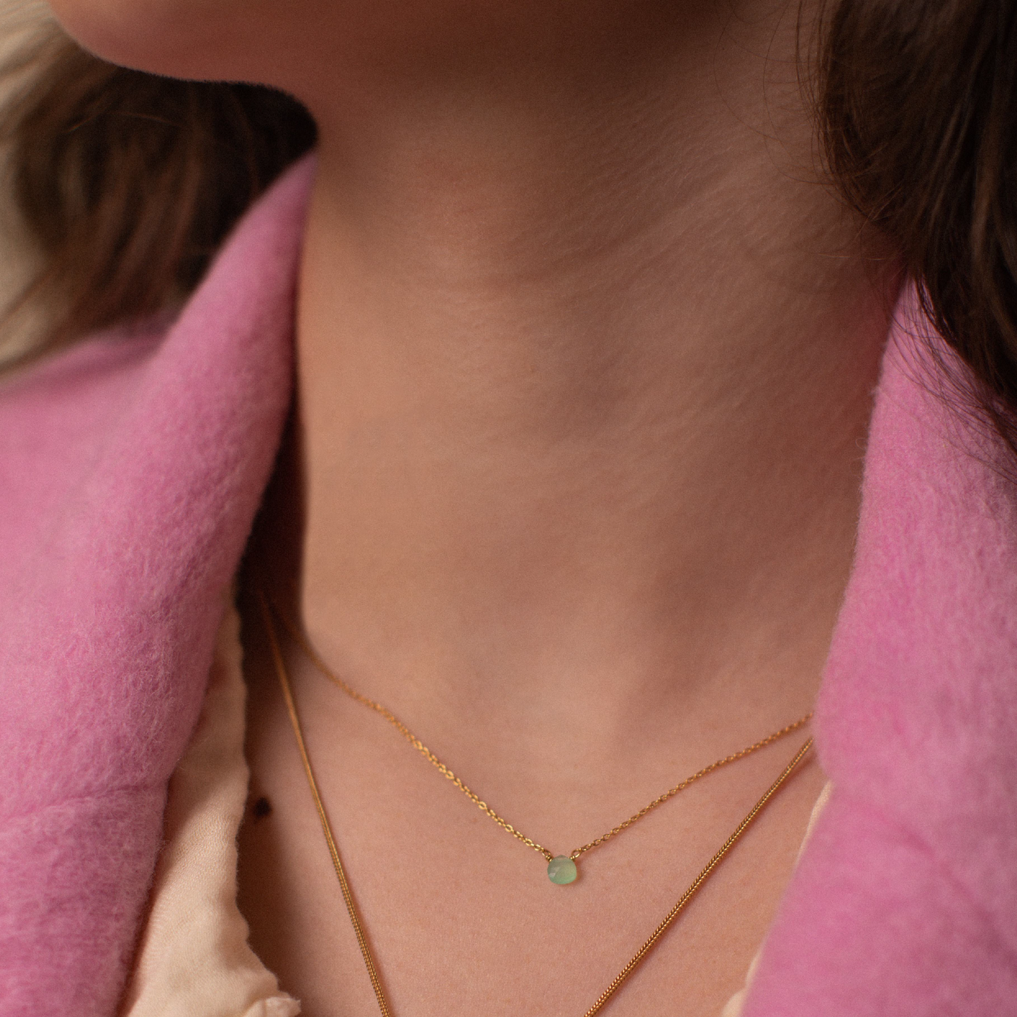 Drop Necklace with Mini Chrysoprase