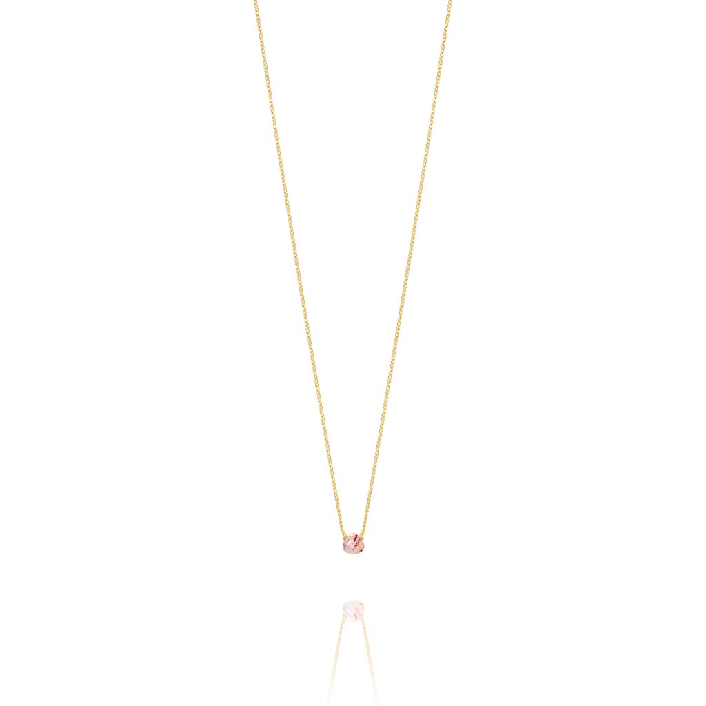 Drop Neclace with Mini Strawberry Quartz