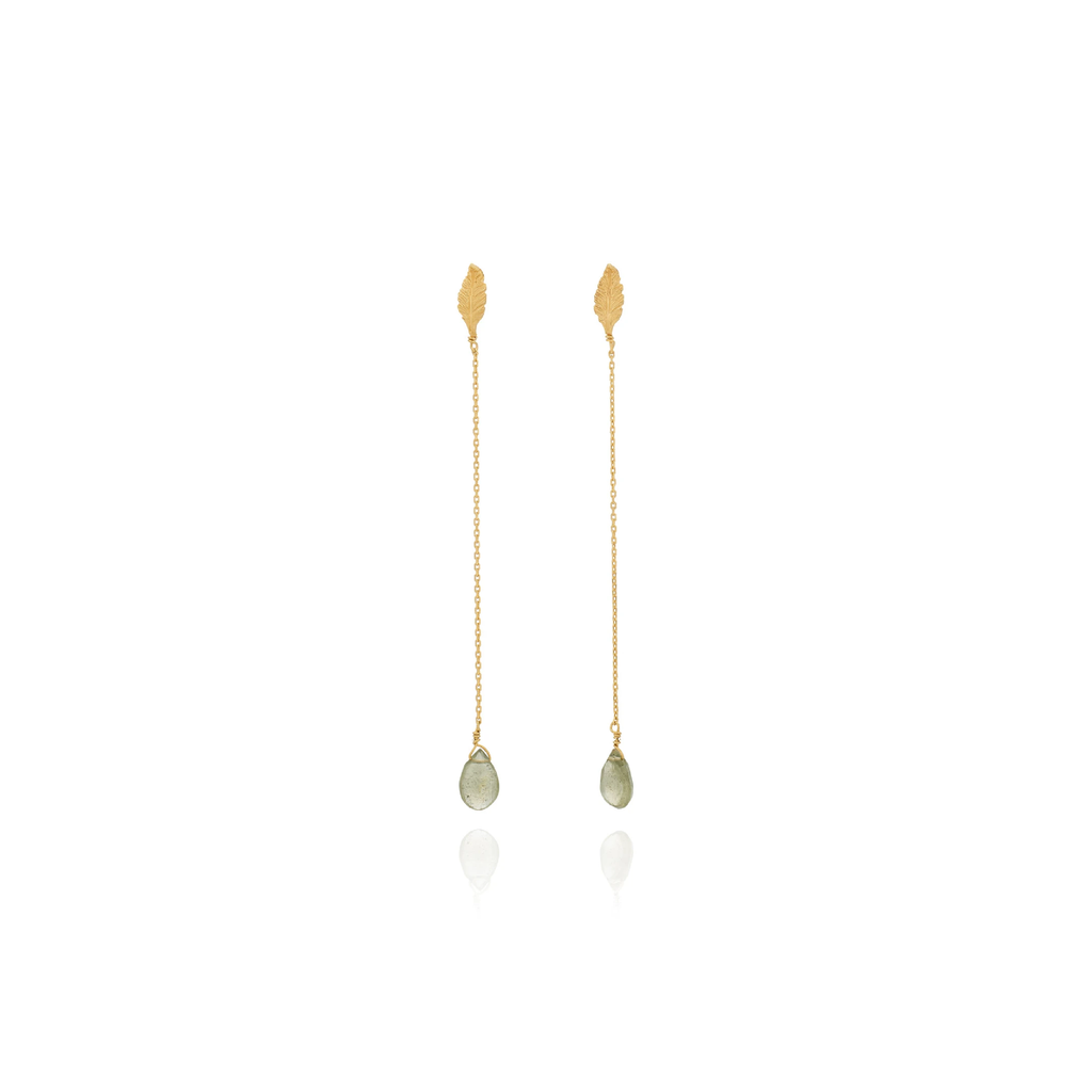 Long Spring Earrings with Aquamarines