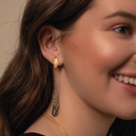 Long Spring Earrings with Various Aquamarines