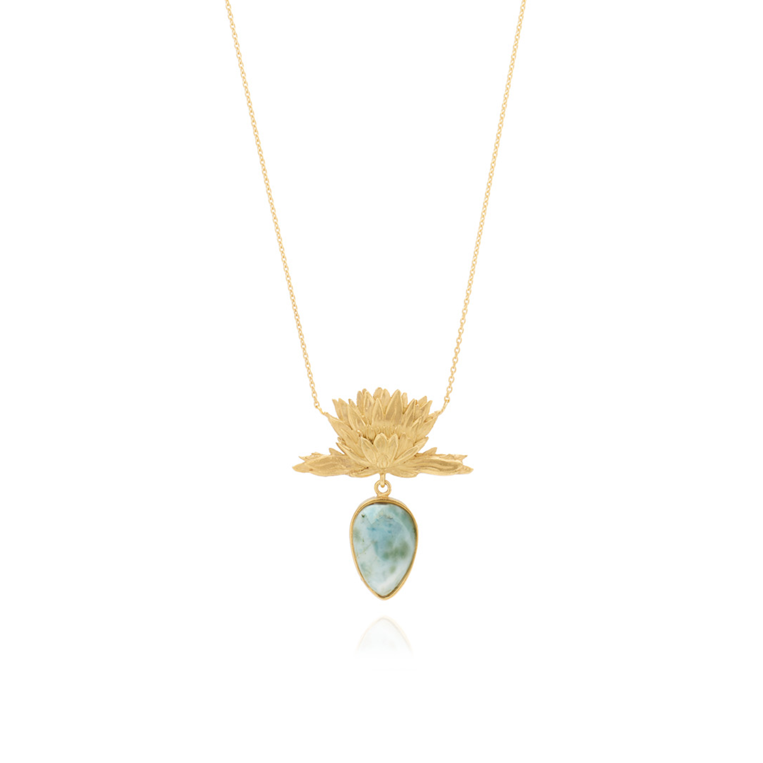 Forest water lily necklace with larimar – Sopro Jewellery