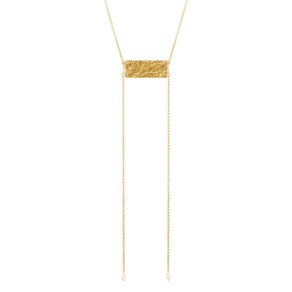 Fall Long Necklace with Rectangular Labradorite Back