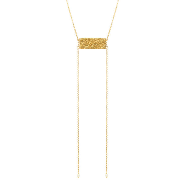 Fall Long Necklace with Rectangular Labradorite Back