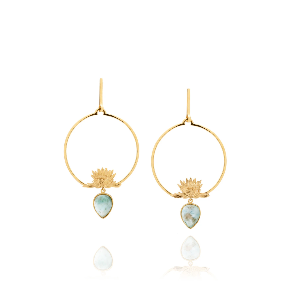 Forest Hoops with Larimar