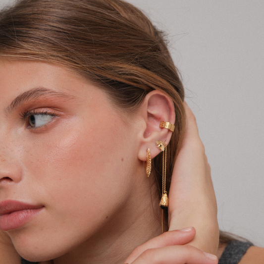 Long Forest Earrings with Onyx