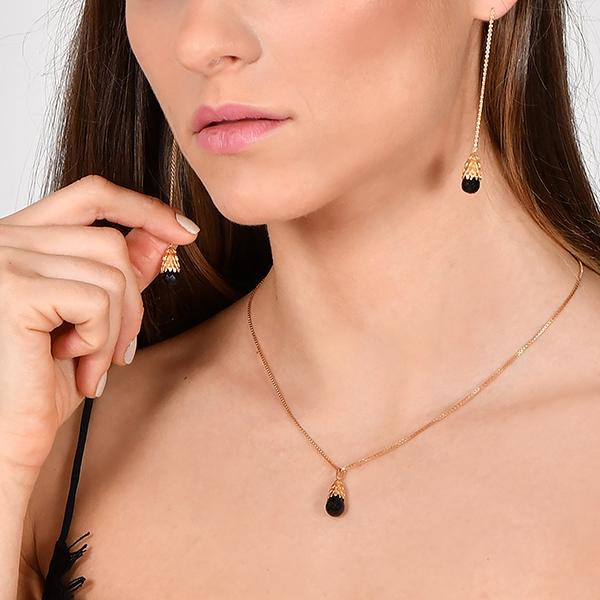 Long Forest Earrings with Onyx