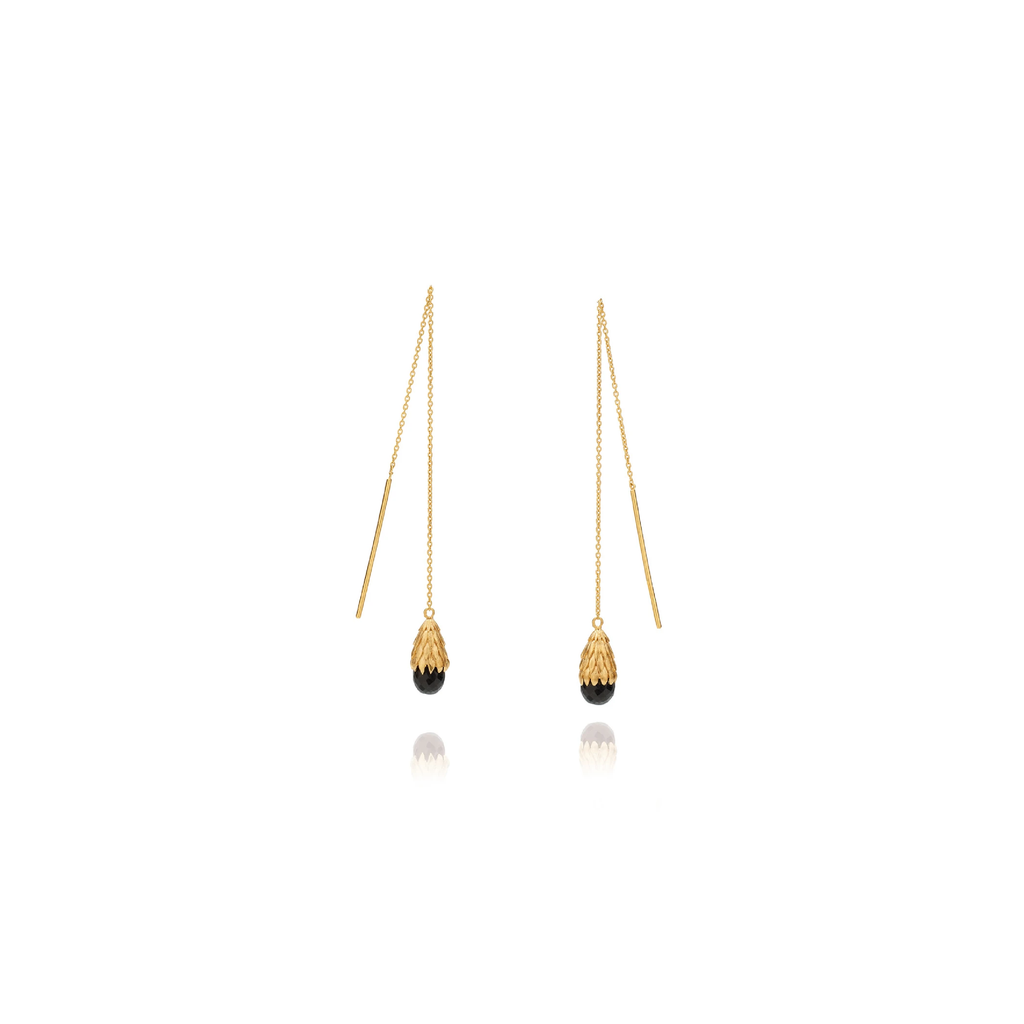 Long Forest Earrings with Onyx