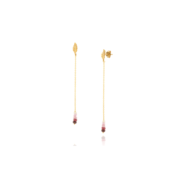 Long Spring Earrings with Rubis