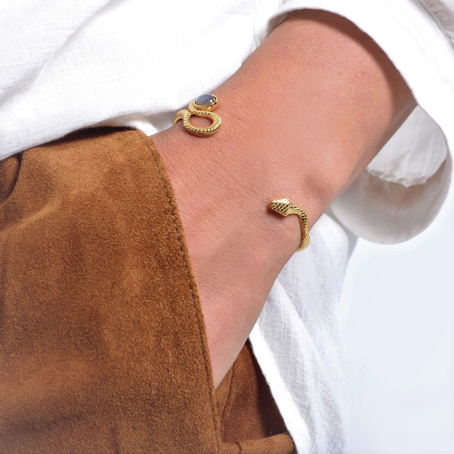 Open Serpent Bracelet with Labradorite