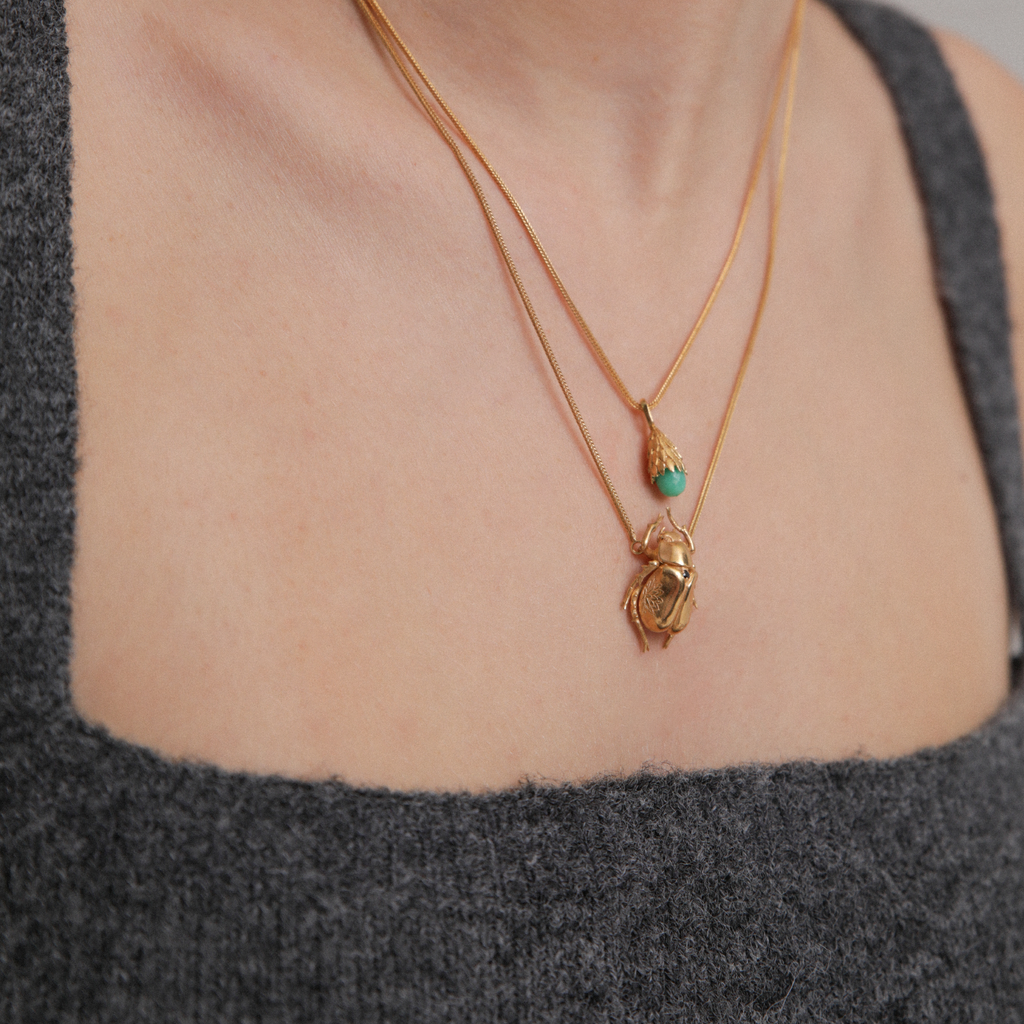 Short Forest Necklace with Scarab