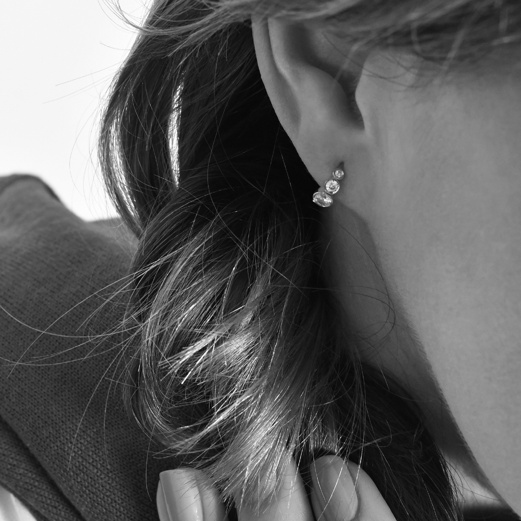 White Zircon Hoops